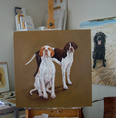 painting of two pointers