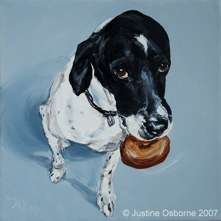 dog painting portrait of two english pointers